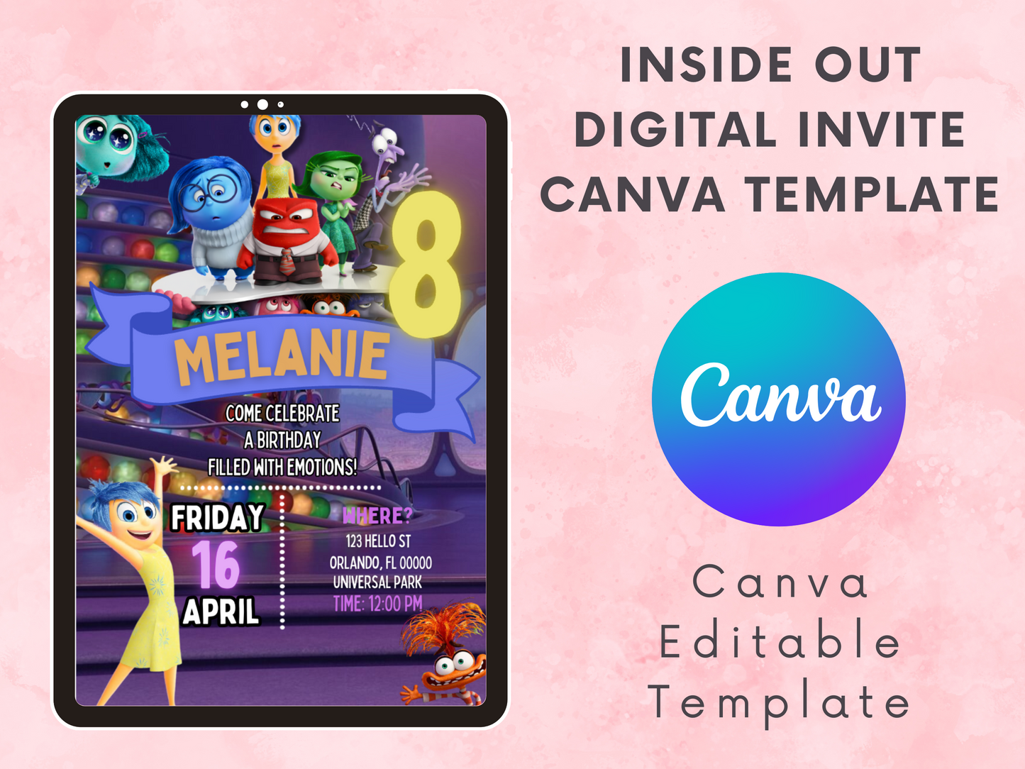 Inside Out Invitation Canva Template