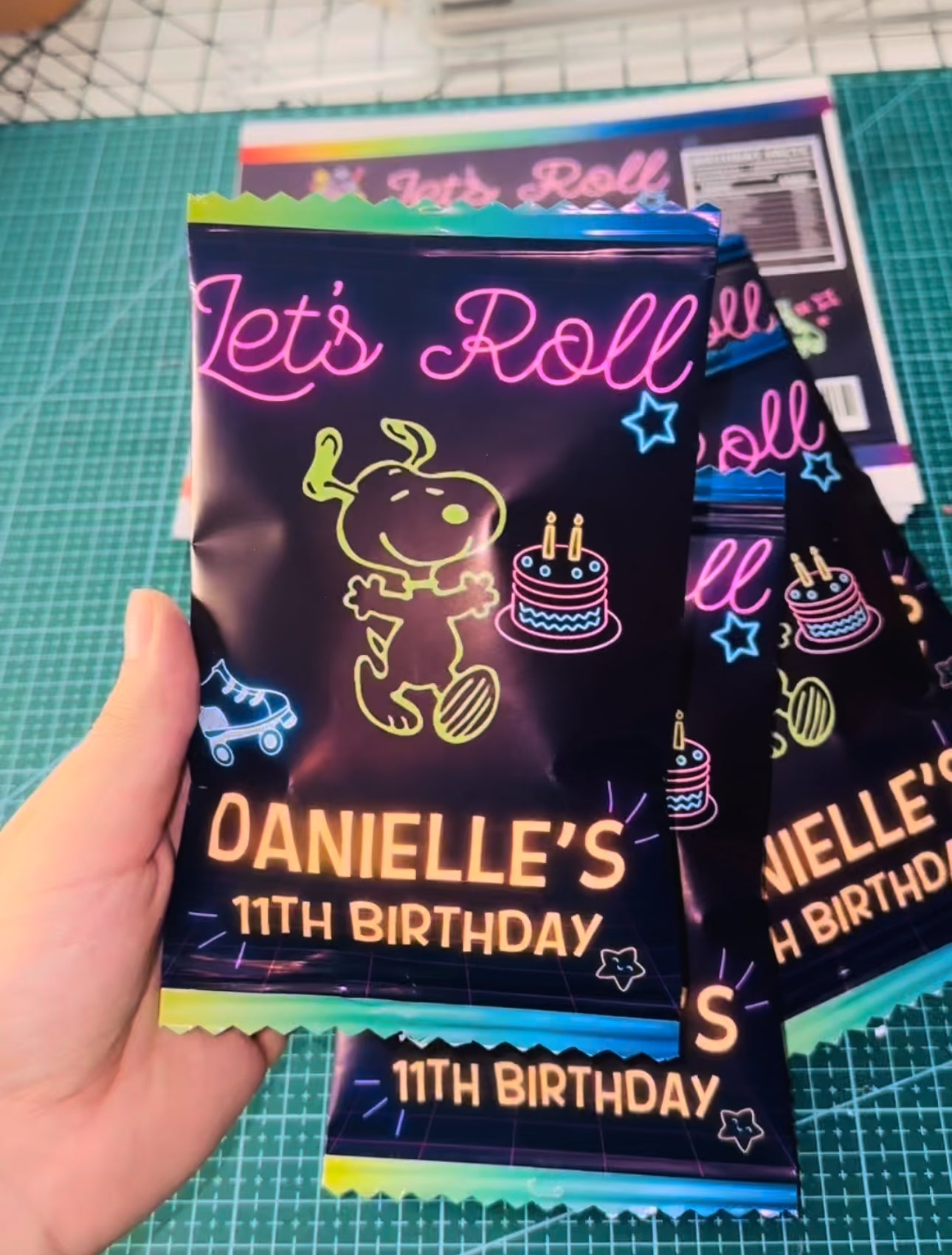 Neon Skating Party Favor Template Bundle