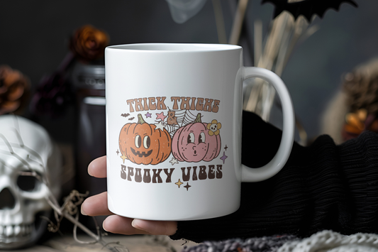 Thick Thighs & Spooky Vibes Distressed Coffee Mug