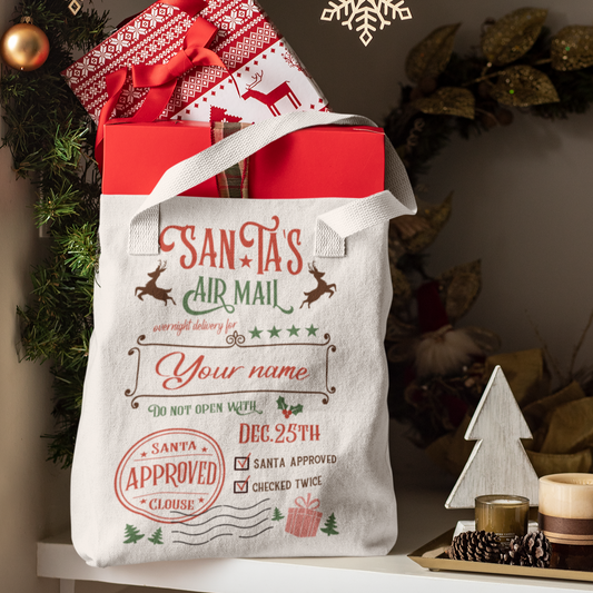 Santa's Air Mail Custom Christmas Tote Bag