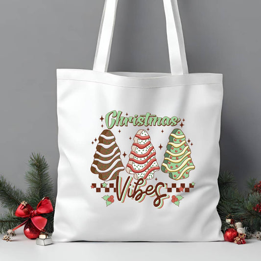 Christmas Tree Cake Vibes Tote Bag