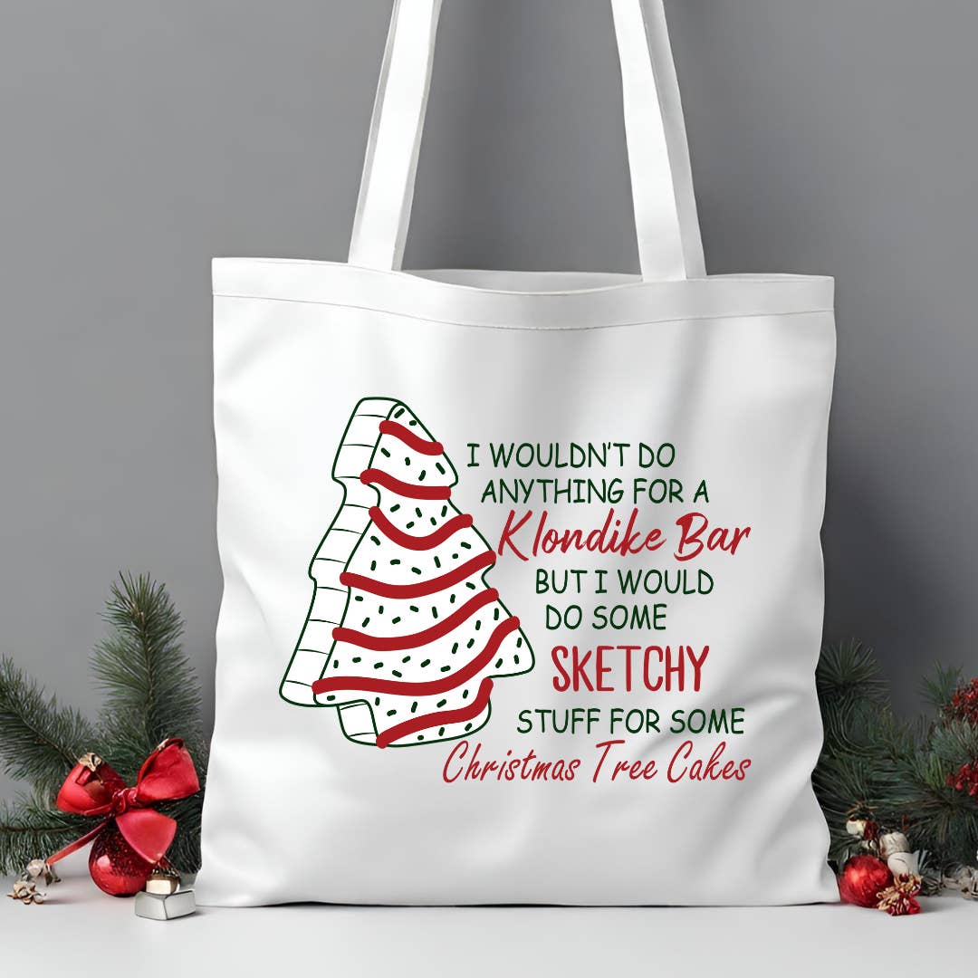 Funny Christmas Tree Cake Tote Bag