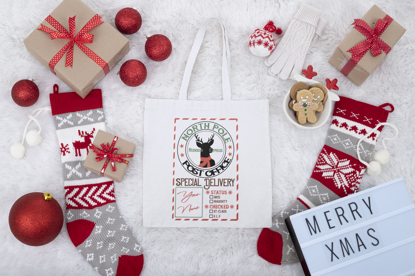 North Pole Post Office Custom Christmas Tote Bag